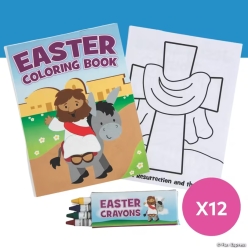 He Lives Colouring Books with Crayons-12Pk